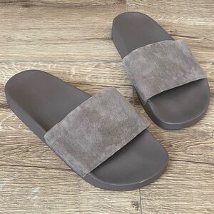 All Saints Taupe Suede Leather Karli Slide Sandals 40